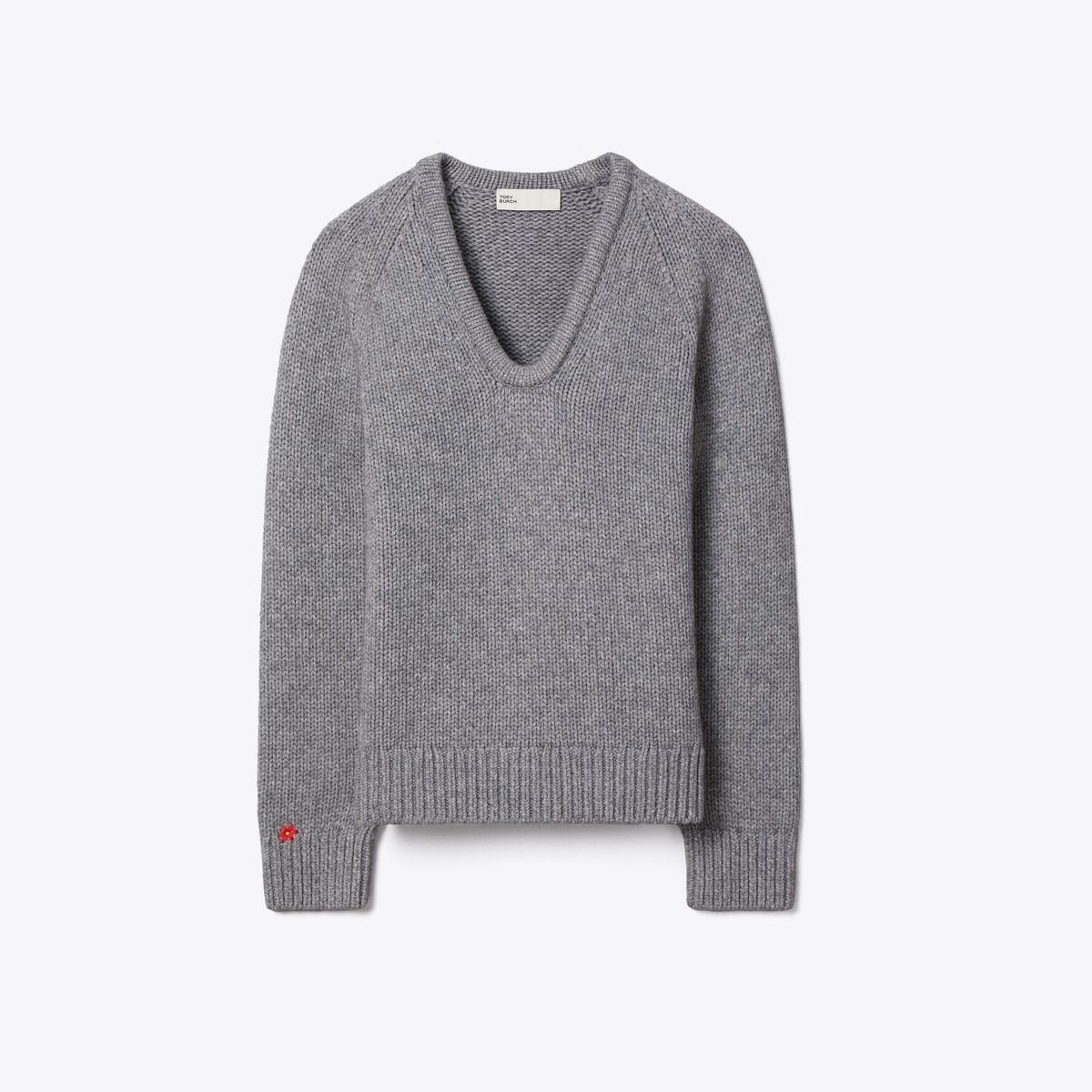 Merino Wool U-Neck Sweater in Gray, Size Xxs
