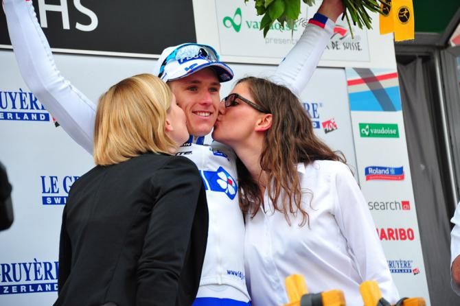 Kisses for stage 4 winner Arnaud Demare (FDJ)