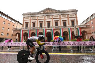 CESENA ITALY MAY 14 Jay Vine of Australia and UAE Team Emirates sprints passing through Cesena city during the 106th Giro dItalia 2023 Stage 9 a 35km individual time trial stage from Savignano sul Rubicone to Cesena UCIWT on May 14 2023 in Cesena Italy Photo by Tim de WaeleGetty Images