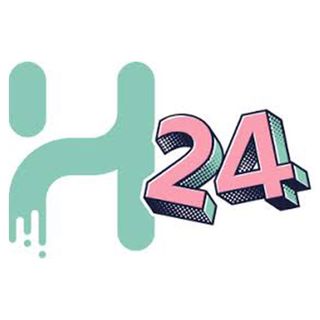 Best 2D animation software; a green H logo with a pink 24