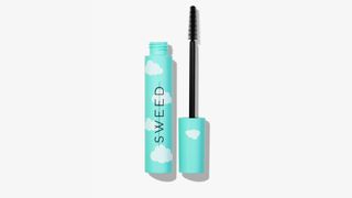 sweed cloud mascara blue tube with cloud print and mascara wand