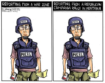 Political cartoon U.S. Media press Montana campaign Gianforte incident