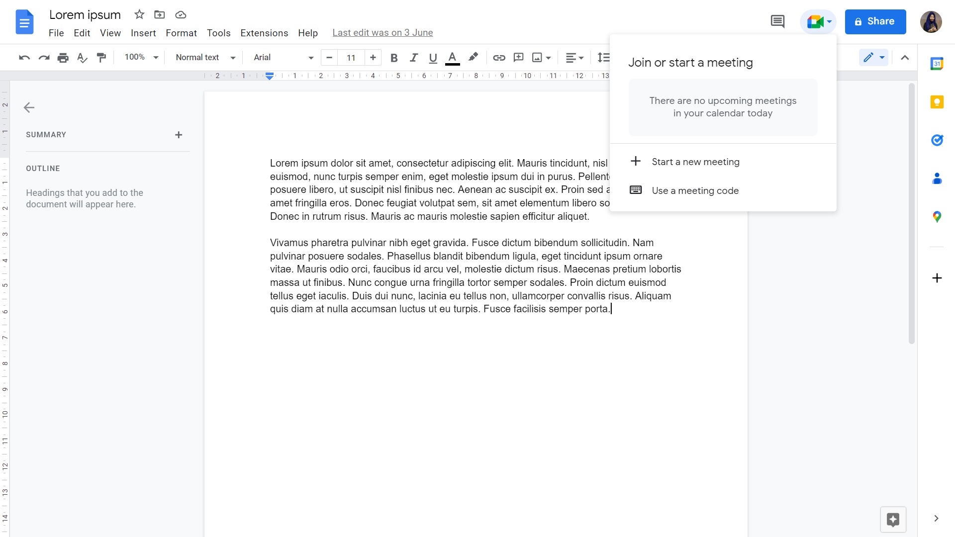 Cómo iniciar un Google Meet desde Google Docs