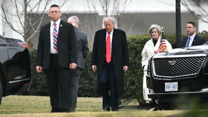 President Trump returns to the White House after meeting with House Republicans