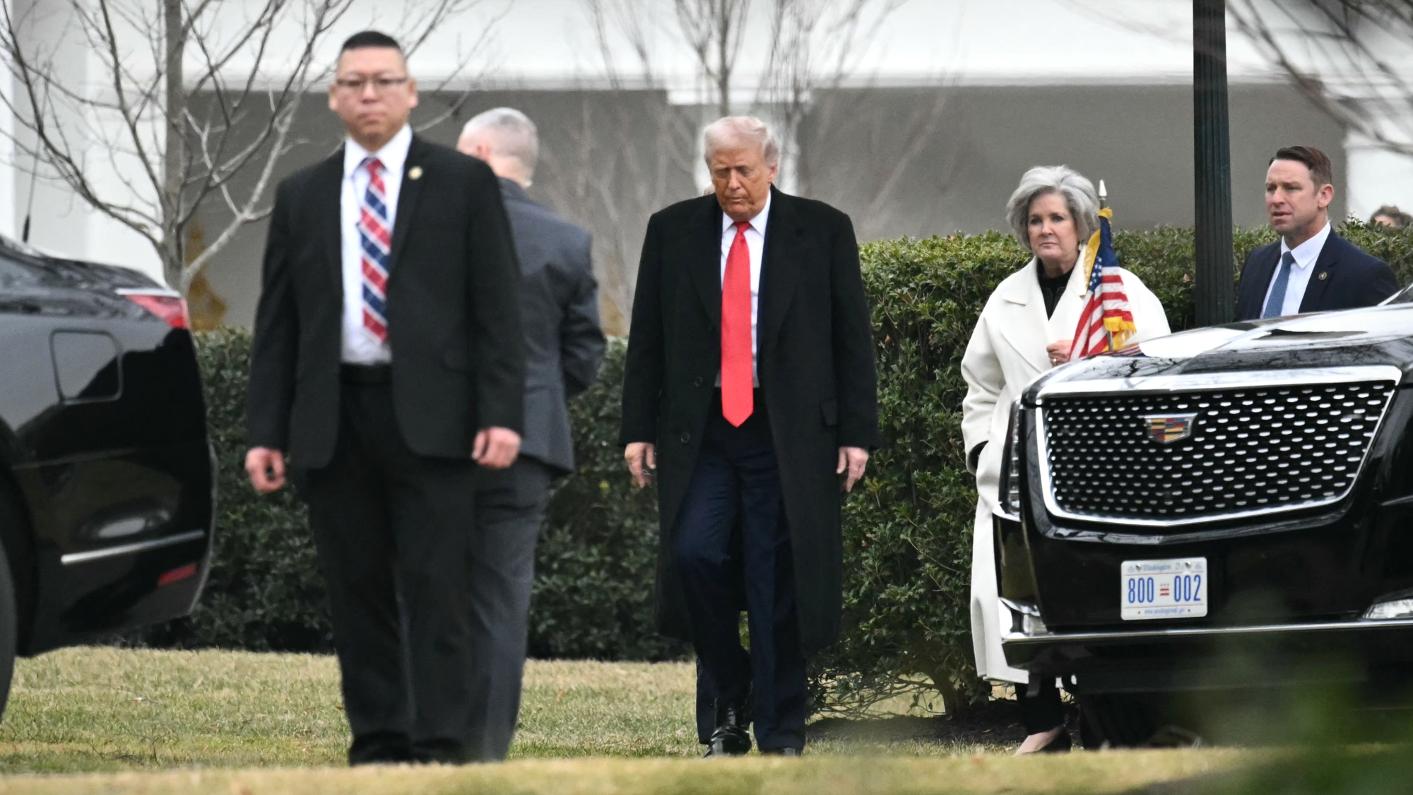 President Trump returns to the White House after meeting with House Republicans