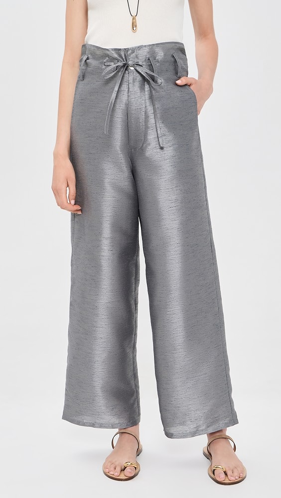 Techno Dupioni Straight Leg Pants - Steel