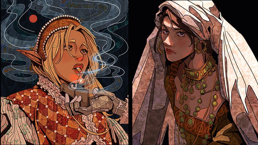 Digital character art that takes influences from Art Nouveau showing a female figure
