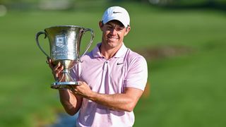 Rory McIlroy with the Wells Fargo Championship trophy