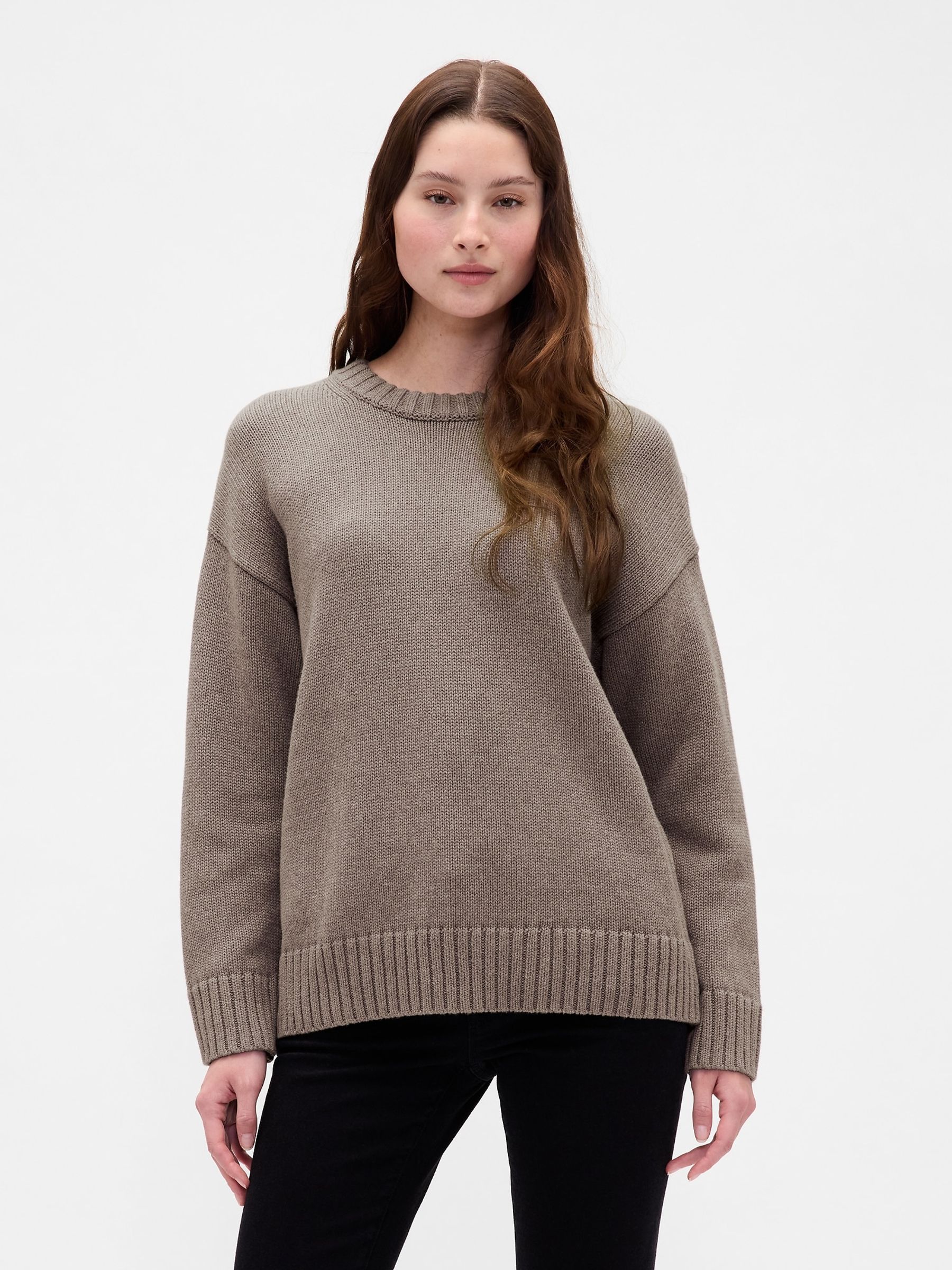 Light Brown Cotton Oversized Jumper