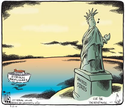 Editorial cartoon world Refugee crisis