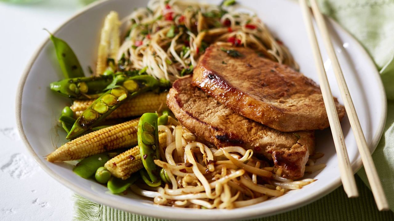 Vermicelli noodle salad with pork loin