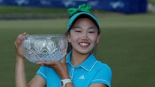 Lucy Li with the ANA Inspiration low amateur trophy