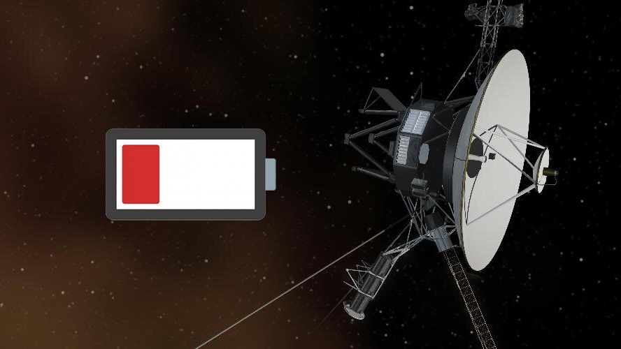 Voyager 2 with a picture of a low battery next to it. 