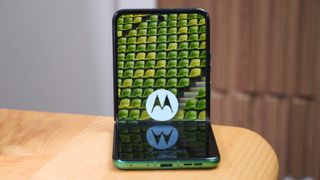 The FIFA World Cup 26 Edition of the Motorola Razr 2025 in the Pantone Spring Bud exclusive colorway.