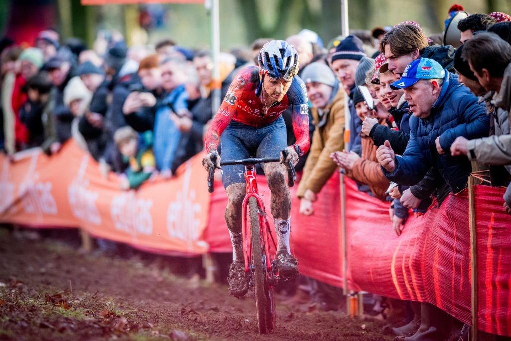 Tom Pidcock racing the UCI World Cup round in Gavere on Boxing Day 2023