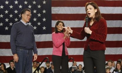 Mitt Romney campaigns with Sen. Kelly Ayotte (right) (R-N.H.) and South Carolina Gov. Nikki Haley (R) in Jan. 2012: The two politicians may be on Romney's short list for V.P.