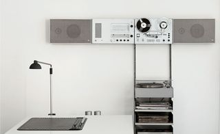 Wall Mounted Audio 2/3 (Compents: Control TS45, Reel to Reel Tape Recorder TG60, Slim Speakers L450, Record Player PCS5) 1962/1963 by Dieter Rams for Braun