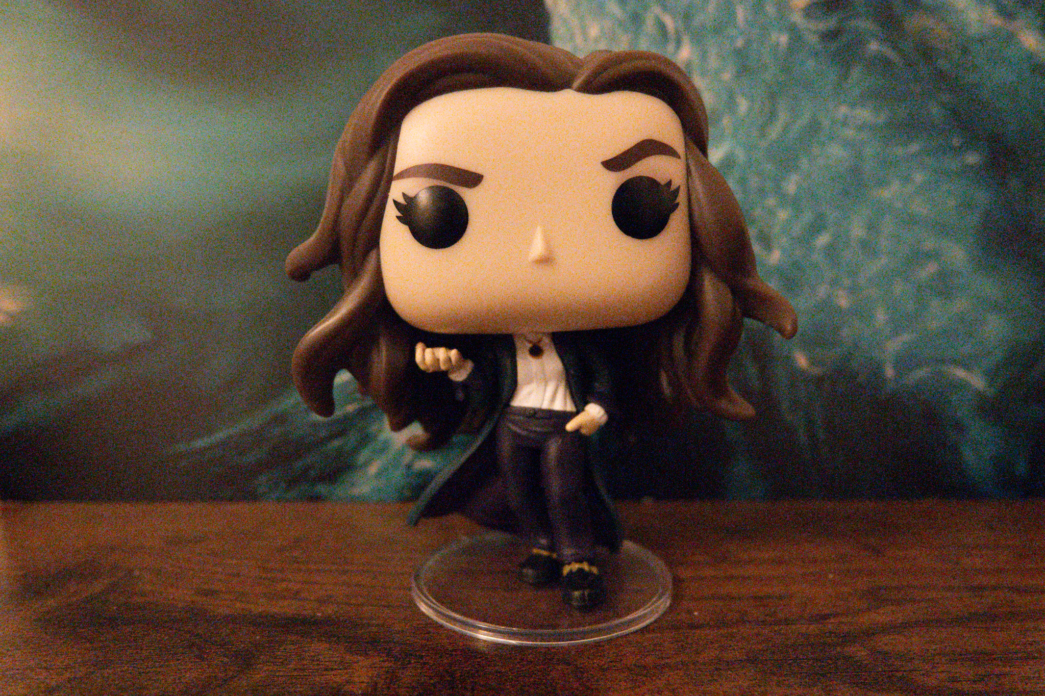 A photo of a Funko Pop bobblehead taken on a Canon PowerShot V1 compact vlogging camera