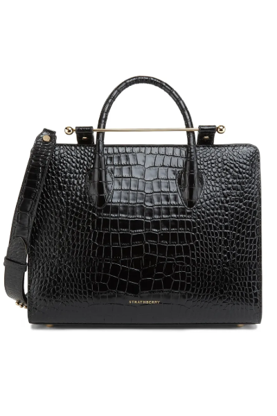 Strathberry, Croc-Embossed Leather Midi Tote