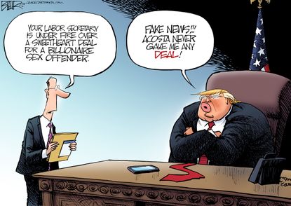 Political Cartoon U.S. Trump Alex Acosta Jeffrey Epstein Resignation