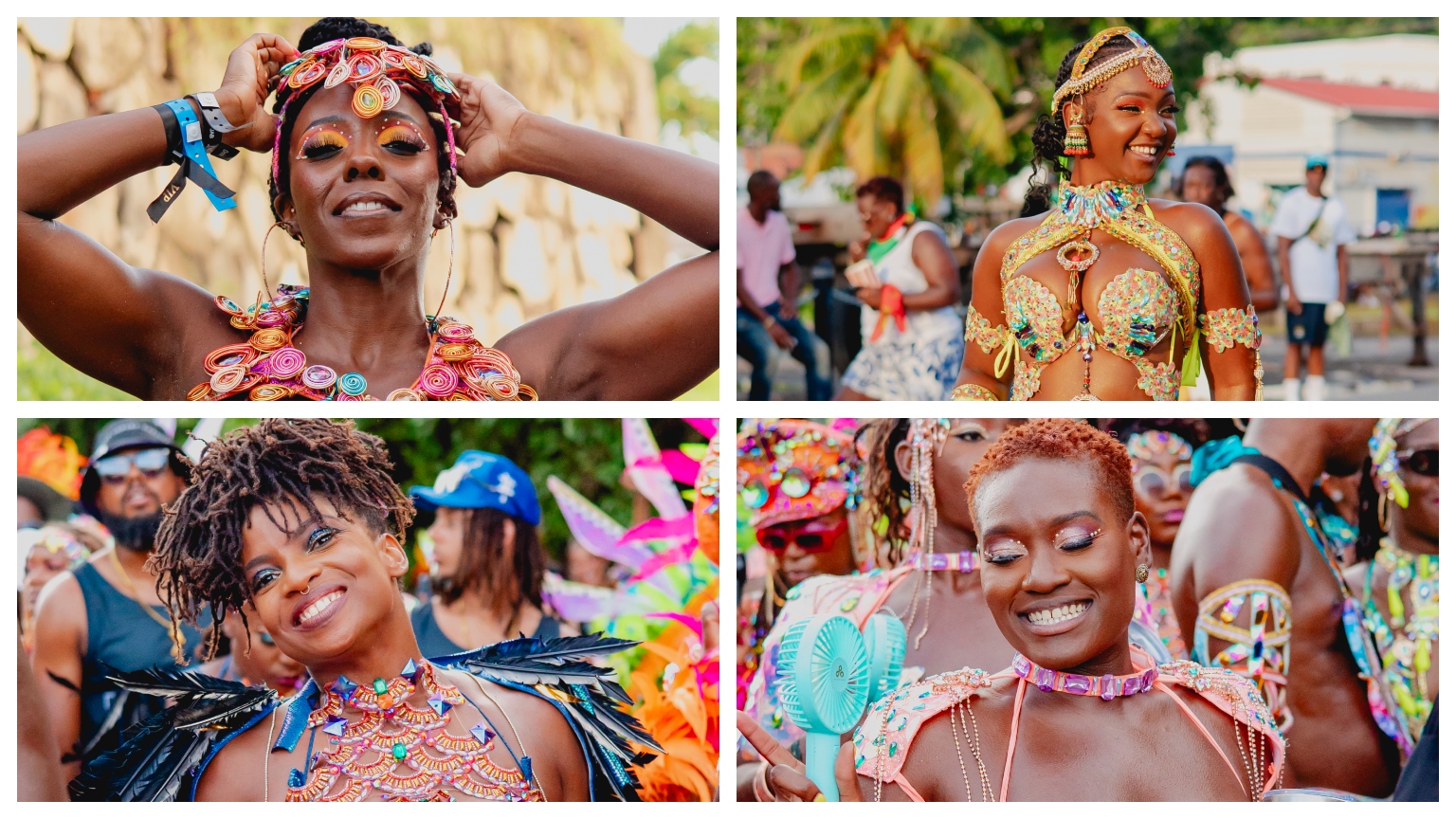 four women at Caribbean Carnival in a grid pattern