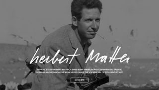 Screenshot of Herbert Matter's portfolio site with black and white portrait of a man