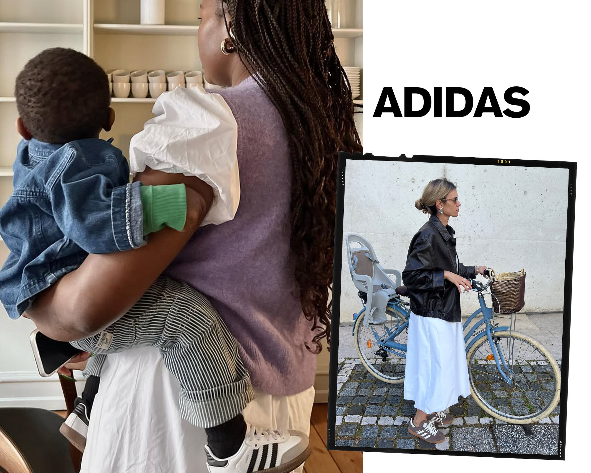 Collage of influencers wearing Adidas sneakers