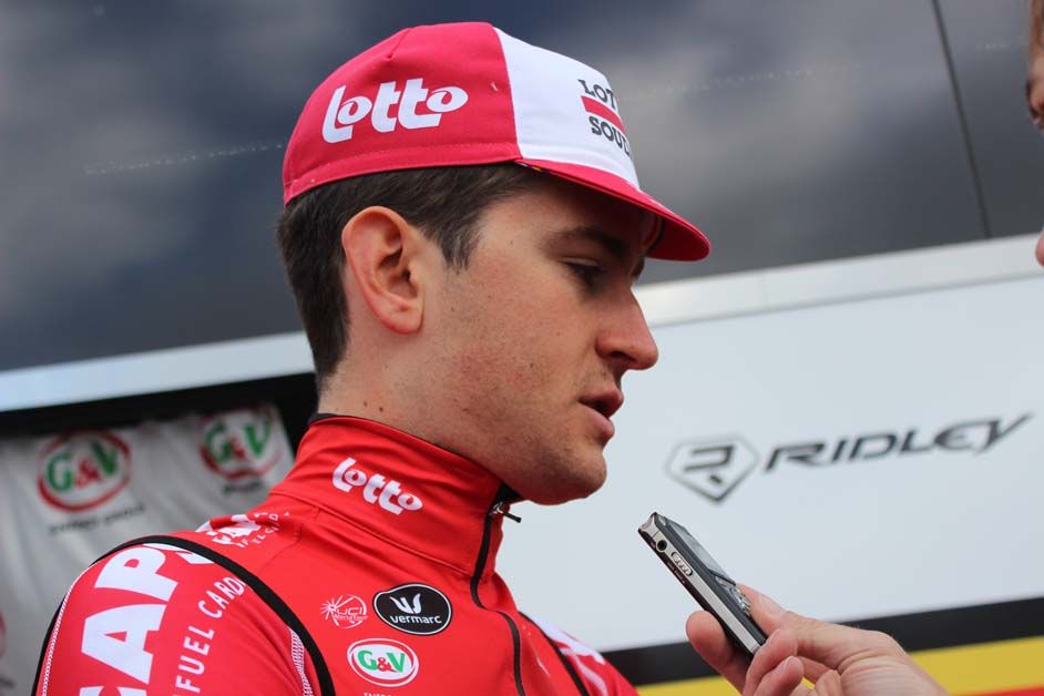 Teisj Benoot talks to the press