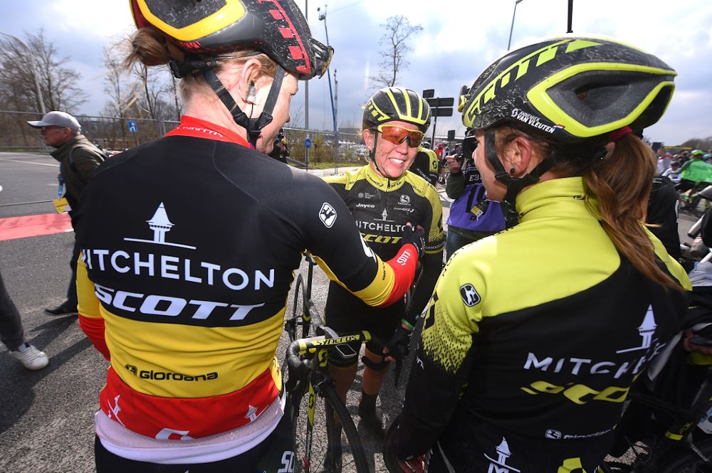 Mitchelton-Scott's Jolien DHoore, Jessica Allen and Annemiek Van Vleuten