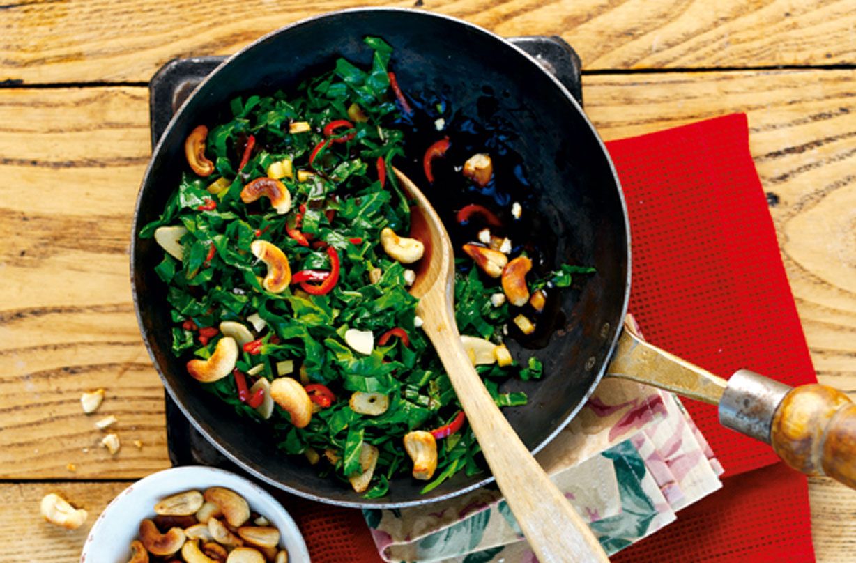 Stir-fried spring greens