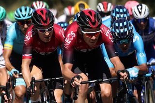 Luke Rowe works hard for Team Ineos teammate Geraint Thomas as the 2019 Tour de France