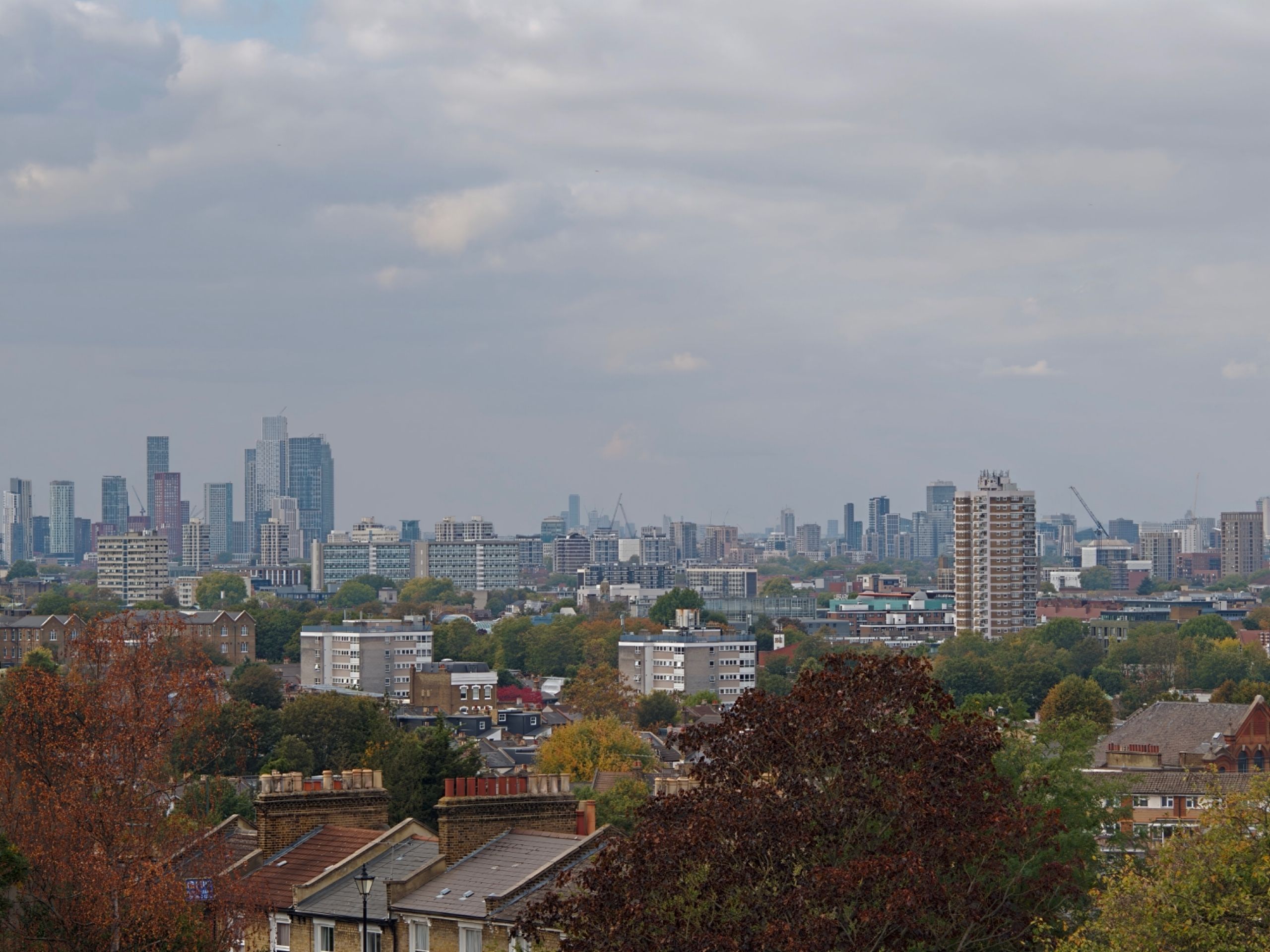 A view of London from a park