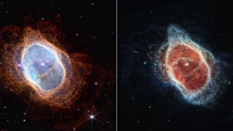 Two images of the Southern Ring Nebula side-by-side