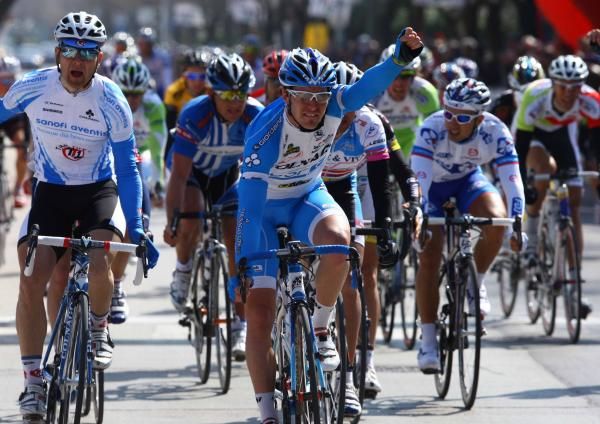 Manuel Belletti (Colnago CSF Inox) takes the opening stage of the Settimana Coppi e Bartali in Riccione.