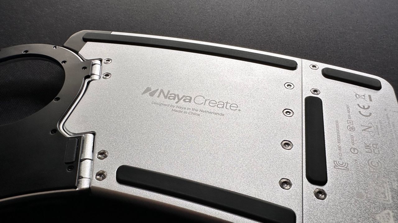 A photo of the back of the Naya Create ergonomic keyboard