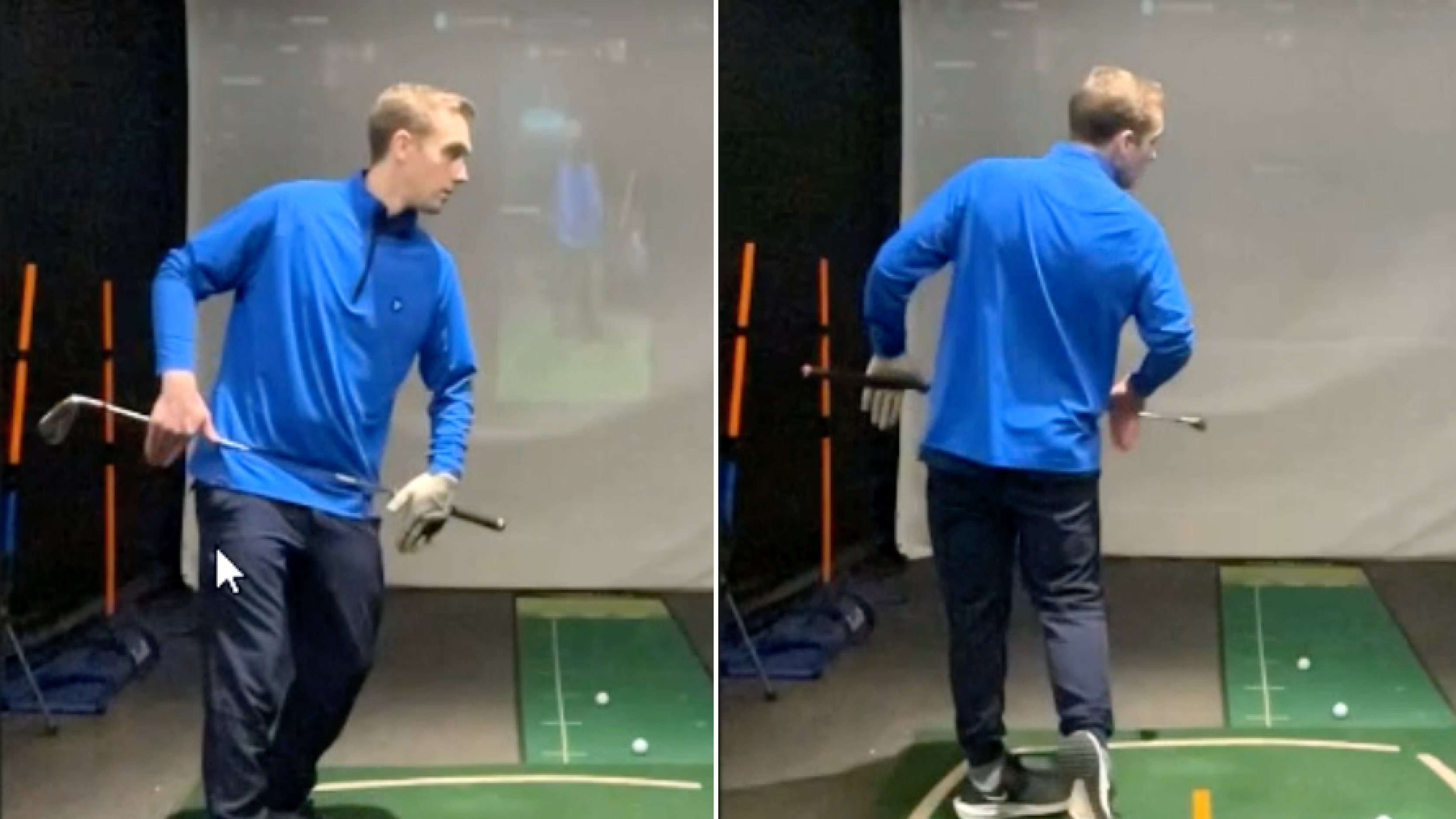 Before and after shots of Jonny Leighfield's lesson with Tom Motley on January 29, 2026