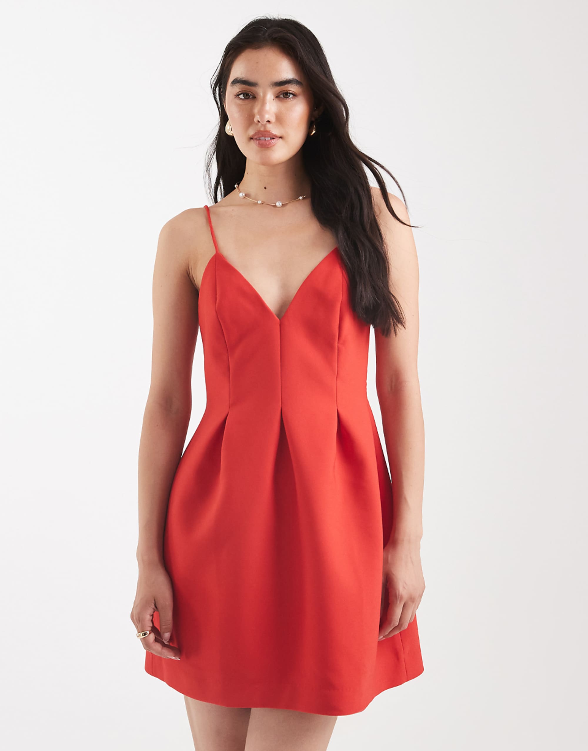 Asos Design Strappy Molded Mini Dress in Red