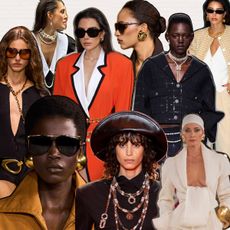 a collage of models and women wearing 80s jewelry trends