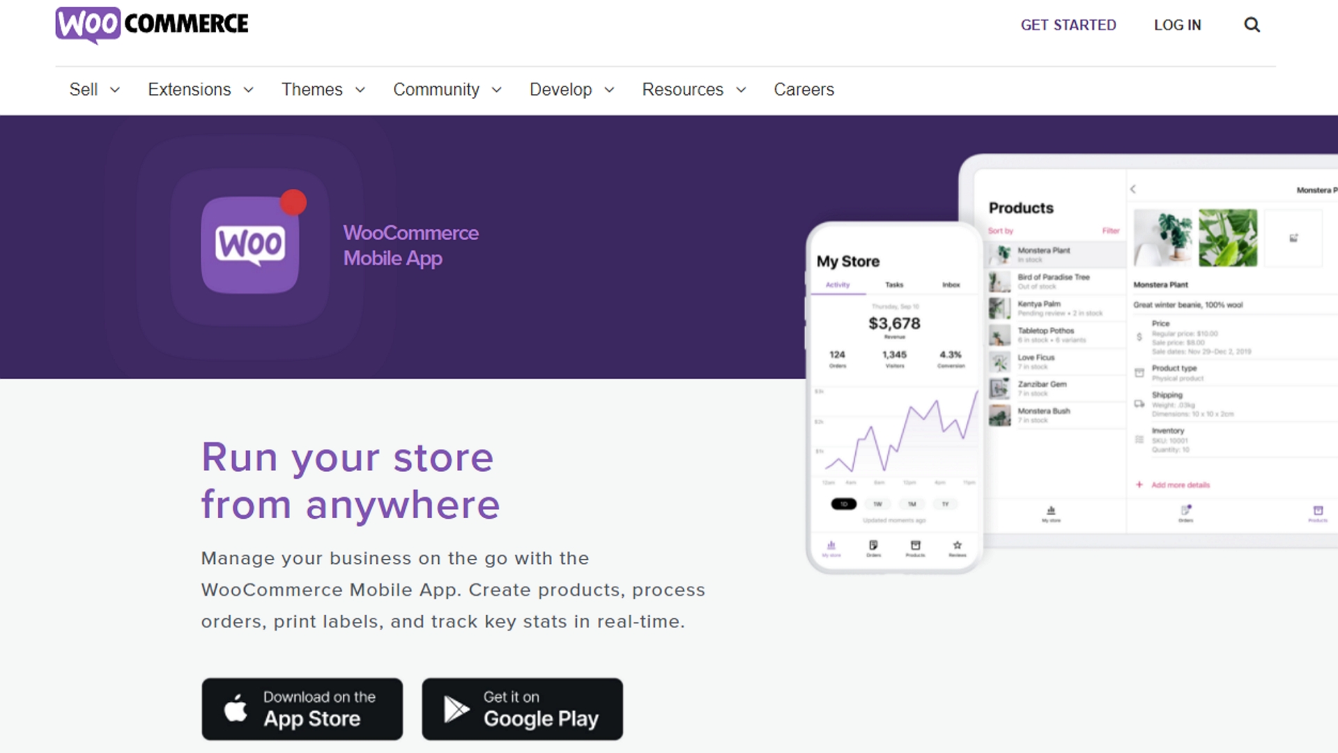 WooCommerce's webpage promoting its mobile app