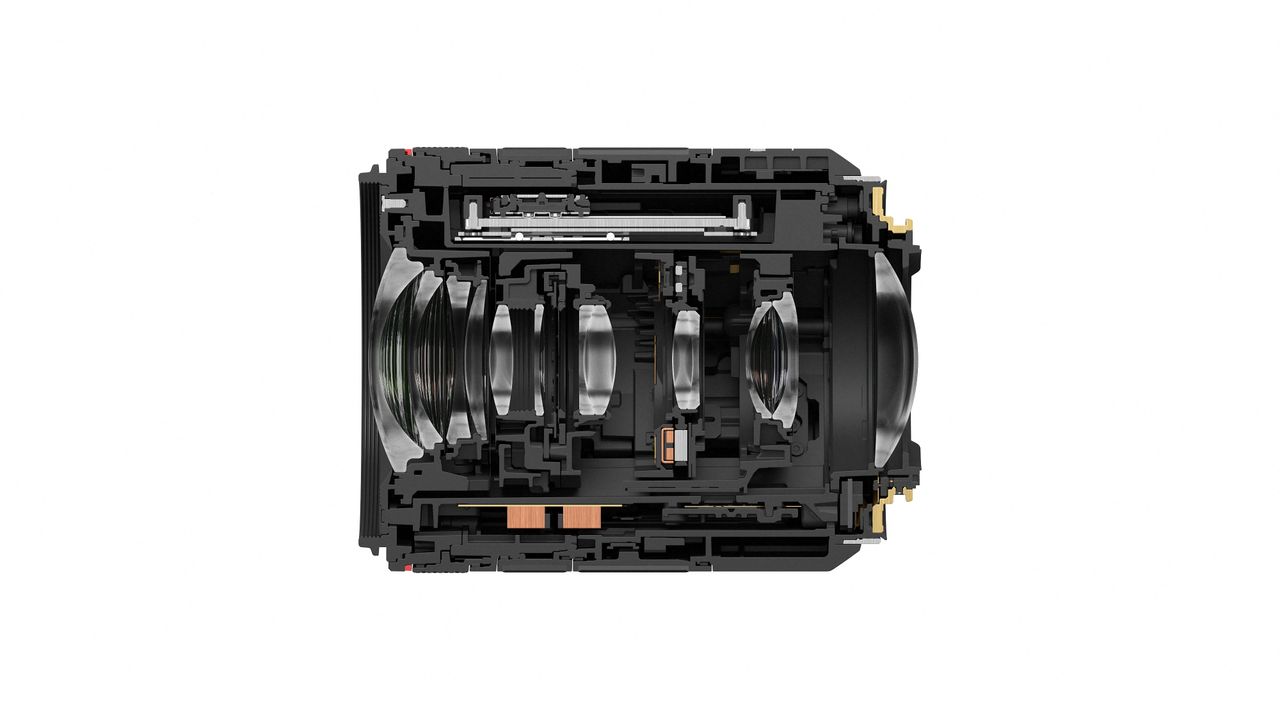 Canon RF 20-50mm f/4L IS USM PZ lens against a white background