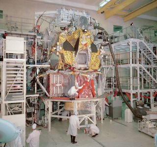 The Apollo lunar module was built at Grumman Aircraft's Bethpage, New York facility, as seen here with LM-2 in 1968.