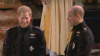 Prince Harry and Prince William at Harry's wedding in Harry & Meghan