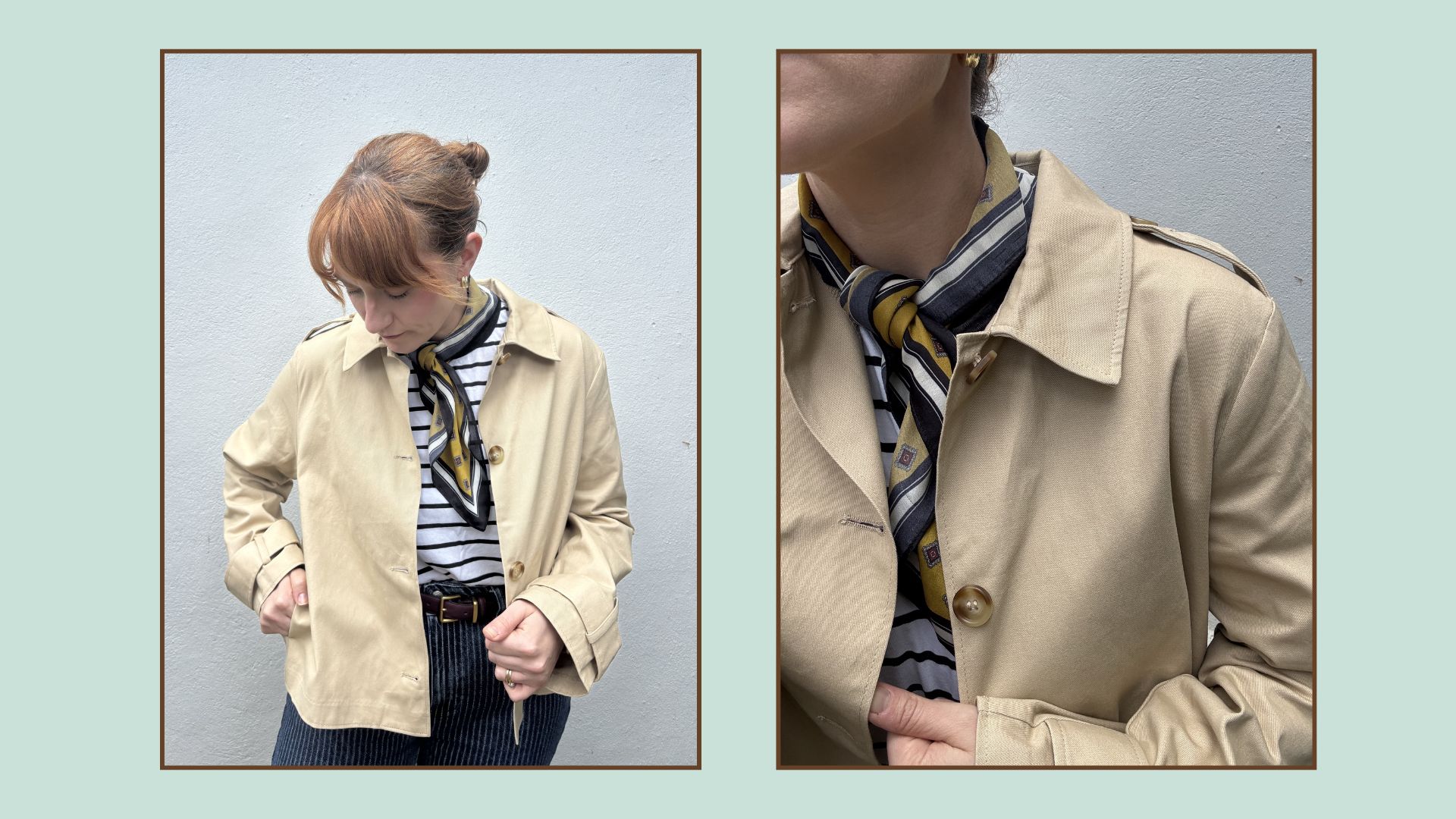 matilda wearing the H&amp;amp;M cropped trench coat