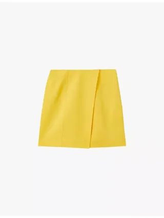 Cleo Wrap-Front Stretch-Woven Mini Skirt