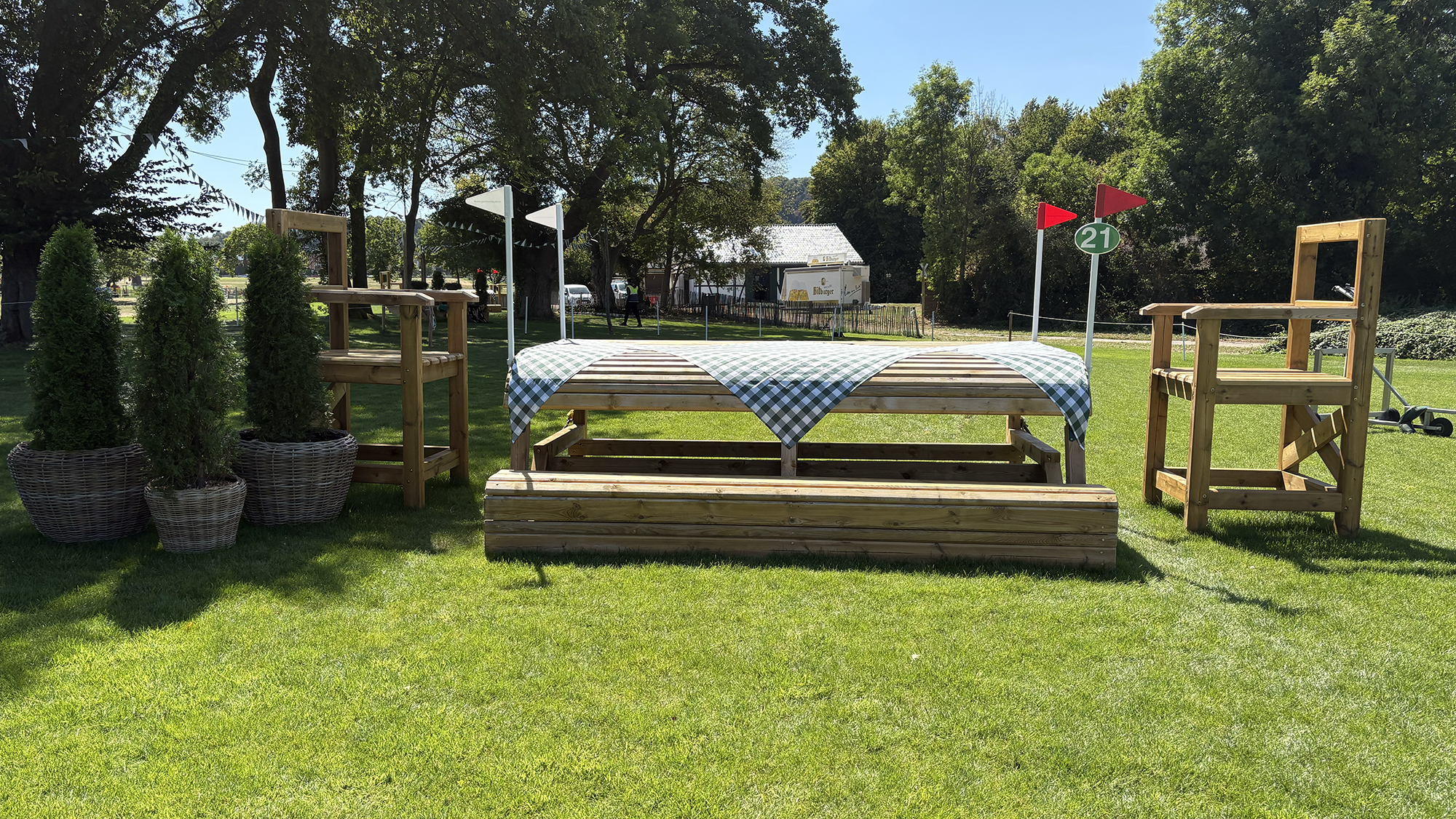 A table fence on the eventing World Championships cross-country course