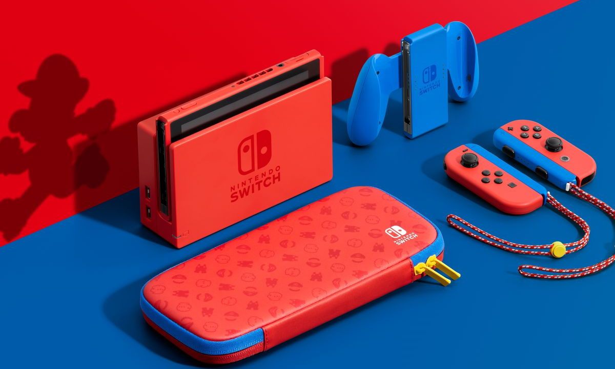 Mario Day Red and Blue Nintendo Switch in stock