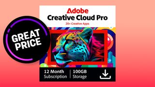 Adobe Creative Cloud Pro box art next to Great Price roundel 