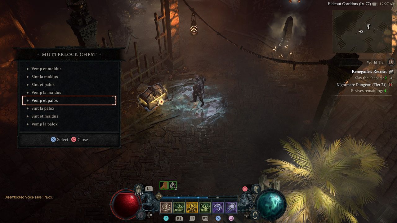 Diablo 4 Mutterlock Chest phrase choices