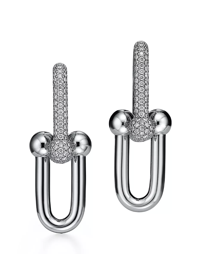 Tiffany &amp;amp; Co., Large Link Earrings in White Gold with Pav&amp;eacute; Diamonds