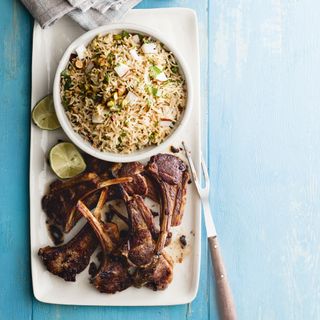 Lamb Cutlets with Coconut Rice Pilaf